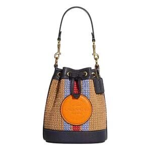 Coach Mini Dempsey Natural Multicolor Bucket Drawstring Bag EUC